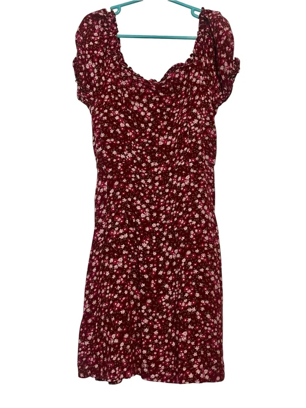 Old Navy Burgundy Floral Smocked romper Size 8